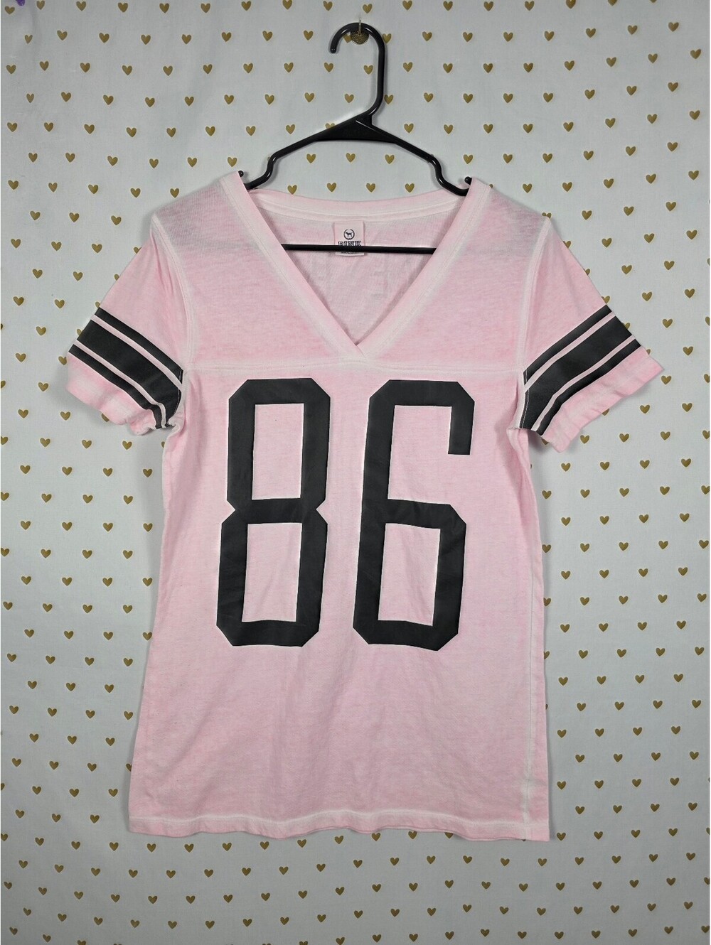 Victorias Secret PINK Vintage 86 V neck Tee shirt Y2k Large
